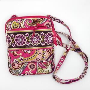 Vera Bradley Pink Quilted Crossbody Floral Paisley Print Adjustable Strap